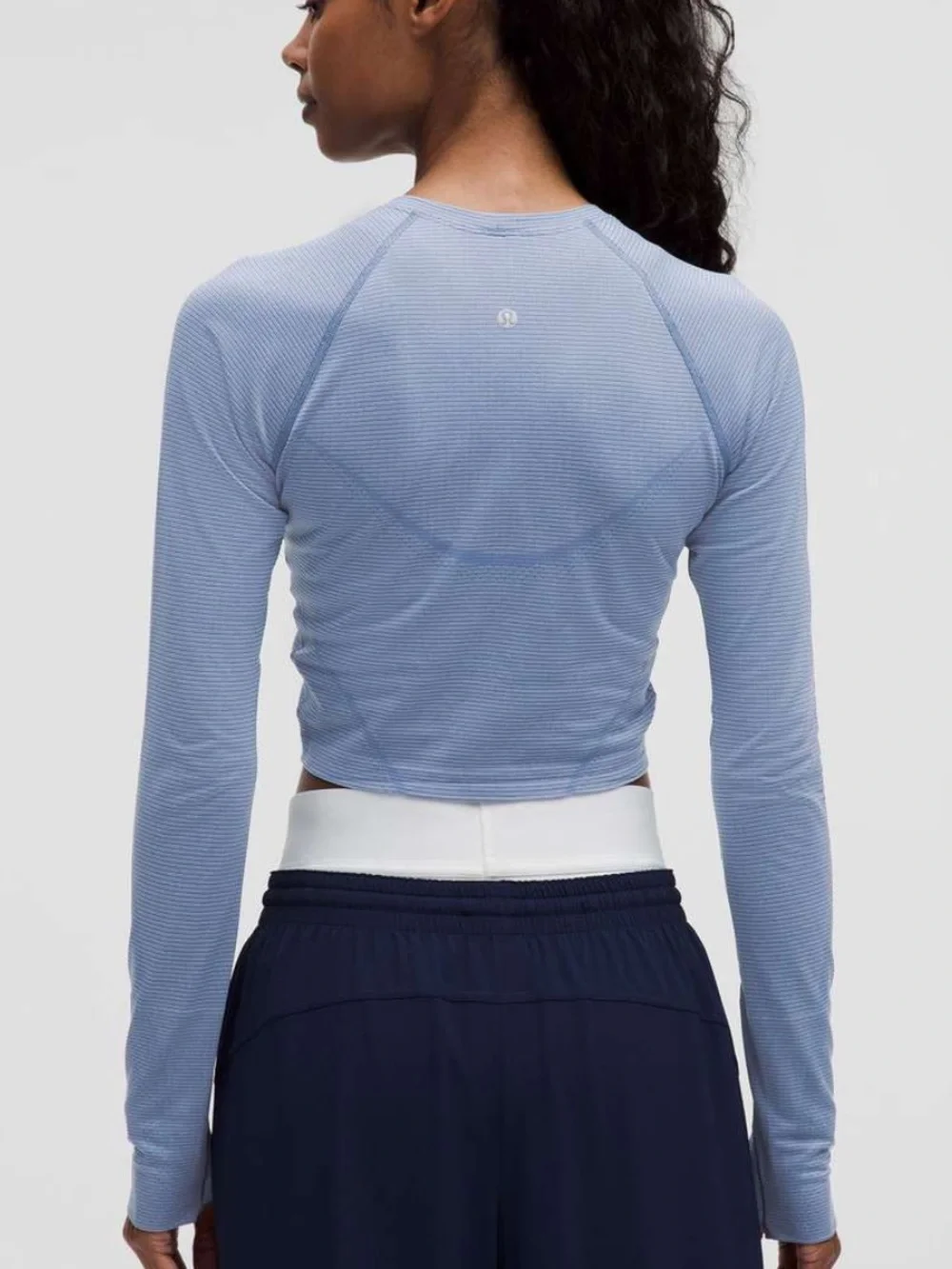 Lululemon Swiftly Tech Cropped Long Sleeve Shirt 2.0 in Washed Denim